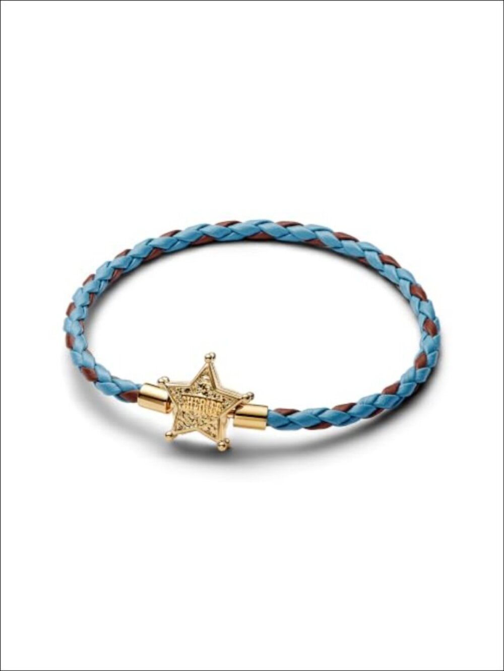 Braided Leather Bracelet Gold Sheriff Star Charm Western